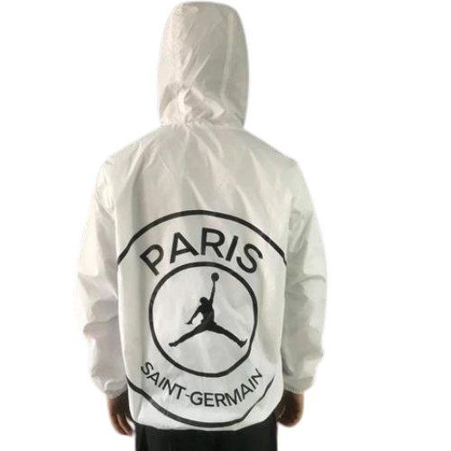 CHAQUETA BLANCA CORTAVIENTO CON CREMALLERA PSG X JORDAN 2021/22