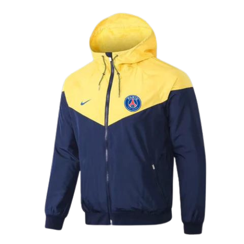 CHAQUETA AMARILLA CON CREMALLERA Y CAPUCHA CORTAVIENTO PSG X NIKE 2021/22