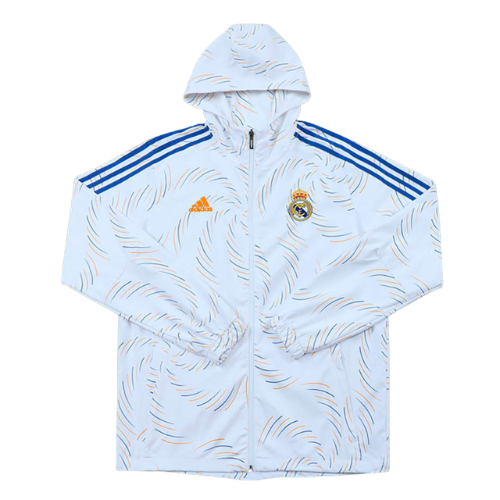 CHAQUETA CON CAPUCHA REAL MADRID BLANCA 2021