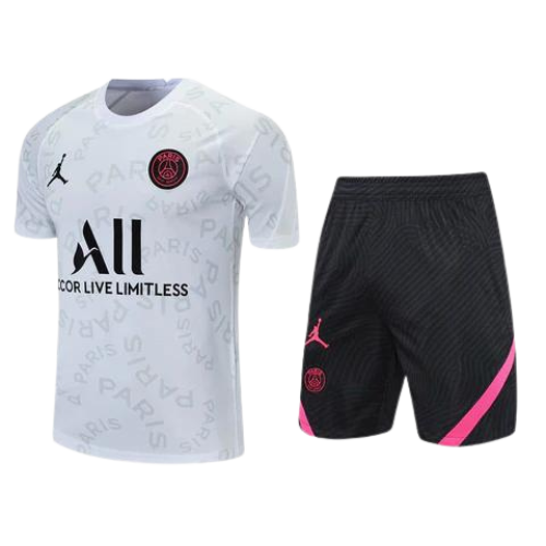 KIT MAILLOT BLANCO 'PARIS' + SHORT ROSA PSG X JORDAN 2021/22