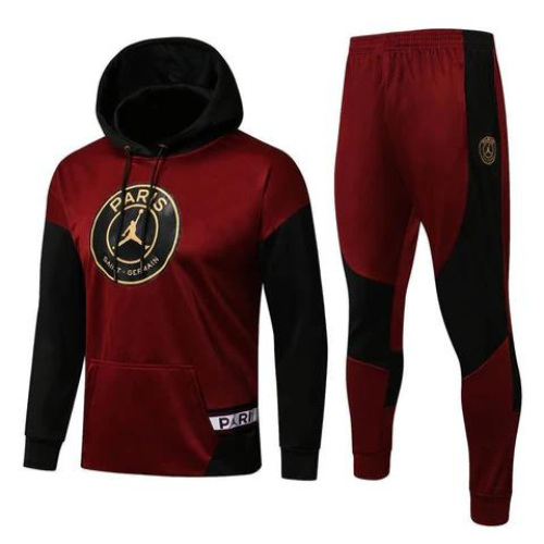 KIT SUDADERA ROJA CON CAPUCHA + CHÁNDAL PSG X JORDAN 2021/22