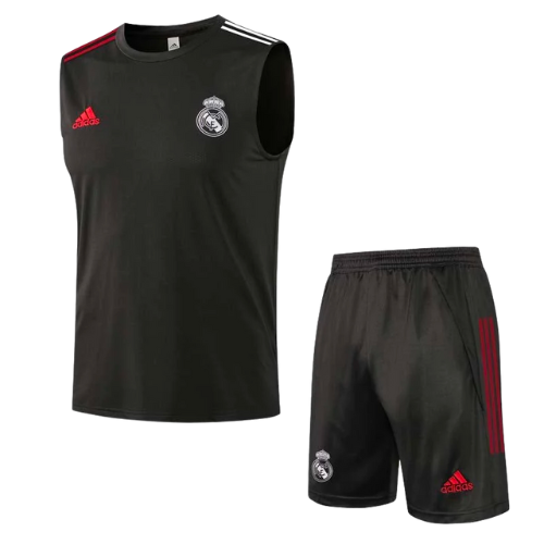 KIT MAILLOT GRIS OSCURO SIN MANGAS + PANTALÓN CORTO REAL MADRID 2021/22