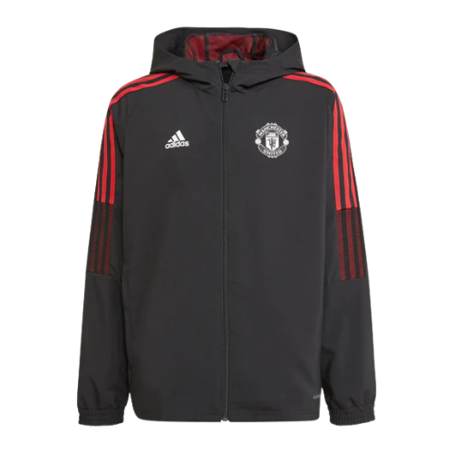 CHAQUETA CON CAPUCHA Y CREMALLERA NEGRO-ROJO MANCHESTER UNITED 2021/22