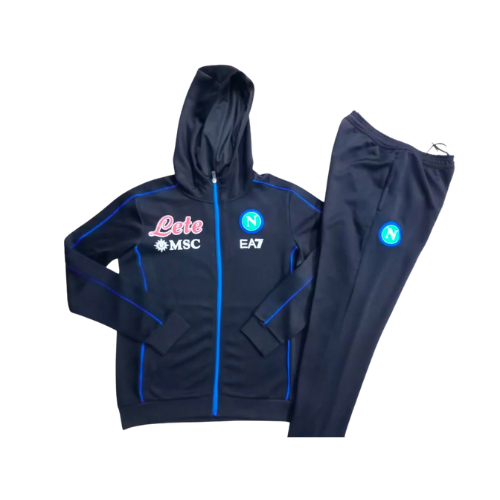 KIT CHAQUETA CON CREMALLERA Y CAPUCHA + CHÁNDAL NAPOLI X EA7 AZUL OSCURO 2021/22