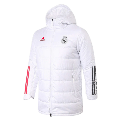 CHAQUETA INVIERNO CON CAPUCHA Y CREMALLERA BLANCA REAL MADRID 2021