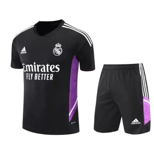 KIT MAILLOT NEGRO DE ENTRENAMIENTO + PANTALÓN CORTO REAL MADRID 2022/23