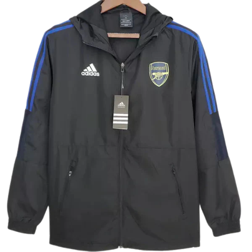 CHAQUETA CORTAVIENTOS ARSENAL NEGRO Y AZUL 2022/23
