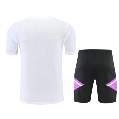 KIT MAILLOT DE ENTRENAMIENTO MORADO BLANCO + PANTALÓN CORTO REAL MADRID 2022/23