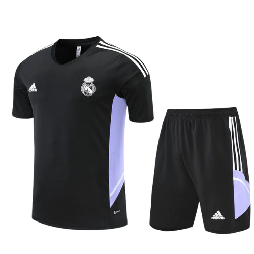 KIT MAILLOT NEGRO SIN MANGAS + SHORT REAL MADRID 2022/23