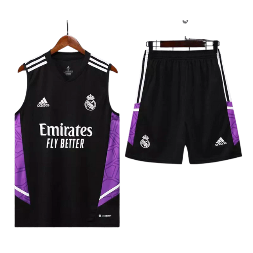 KIT MAILLOT NEGRO + PANTALÓN CORTO REAL MADRID 2022/23