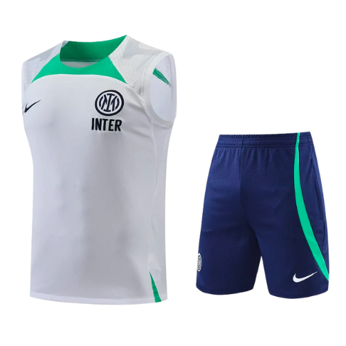 KIT CAMISETA SIN MANGAS + PANTALÓN CORTO DE ENTRENAMIENTO INTER 2022/23 BIANCO