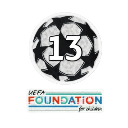 21-22 UCL Starball 13 veces ganador + Juego de parches de la Fundación UEFA (Real Madrid)