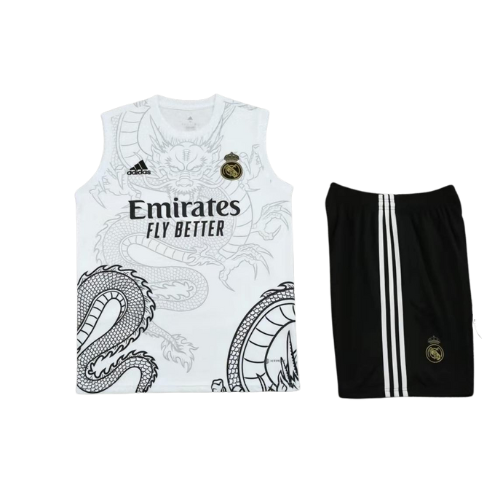 KIT CAMISETA SIN MANGAS + PANTALÓN CORTO DE ENTRENAMIENTO REAL MADRID 2023/24 BIANCO