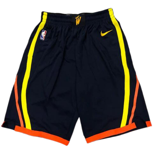 PANTALONES CORTOS NBA NEGRO-AMARILLO-NARANJA WARRIORS 2021/22